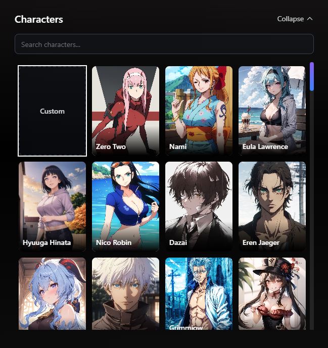 Character Selection UI