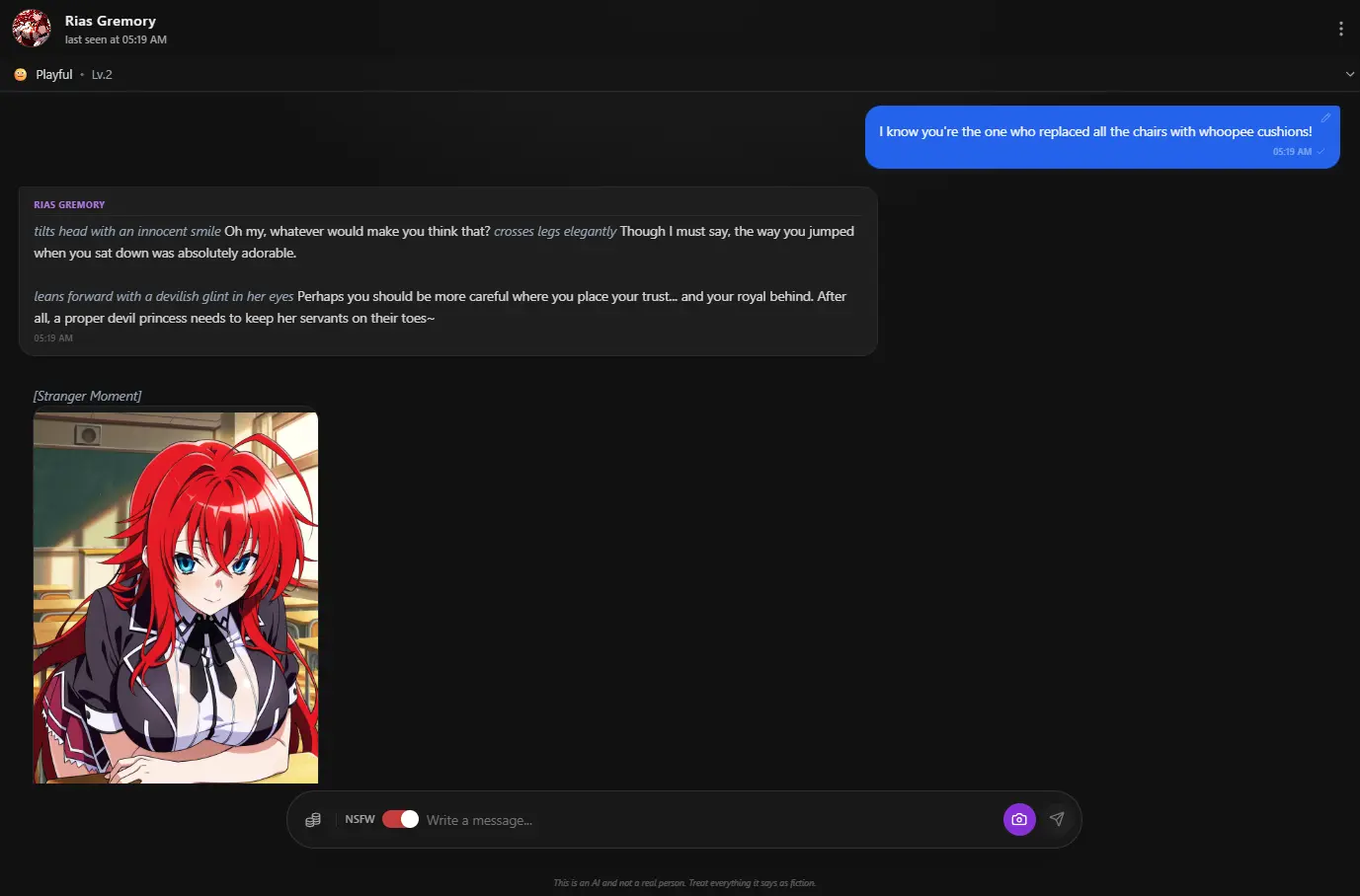 Flujo del chat ia anime sin censura en la UI de Anione